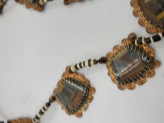Vintage Mosiac Stones Brass Tribal Necklace 24″