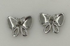 Vintage Butterfly Sparkle Rhinestone Silver Tone Stud Earrings