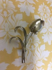 Single Figural Rose Silver Plated Metal Brooch Pin Nashville Estate Jewelry