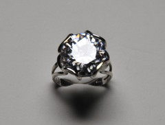 Sterling Silver And 14k Gold Accents 925 & 14k With Cubic Zirconia Gem Size 7