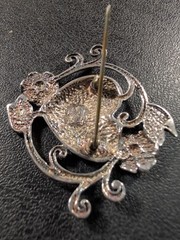 Jezlaine Heart Floral Vine Brooch – Vintage – Sterling 925 – 2″ – 12.3 g