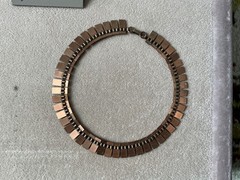 Vintage Solid Copper Art Deco Choker Cleopatra Bib Necklace 15” Heavy Ultra Chic
