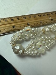 Vintage Necklace Japan Simulated Bead Glass White Box Clasp`16inches