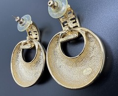 Givenchy Vintage Logo Earrings Gold Tone Dangle Knockers Runway Signed J130