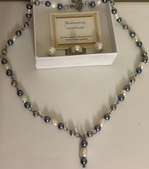 Genuine Fresh Water Pearl Necklace. Authenticity Cert. Matching Ring & Earrings