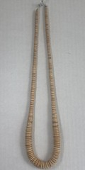 Light Brown Wood Beaded Disc Necklace Graduated Wooden Heishi Look Vintage 14in