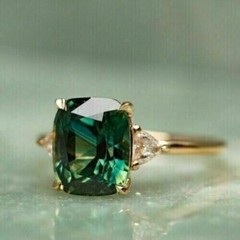 2.3Ct Art Deco Style Lab Created Emerald Engagement Wedding 14K Gold Finish Ring