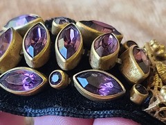 Antique Victorian Fancy Gold-Filled Amethyst Velvet Choker Necklace or Bracelet
