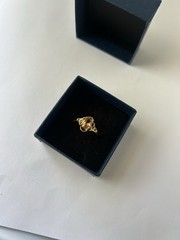 Vintage Orange Cubic Zirconia Ring Gold Plated Womens Size 8.5