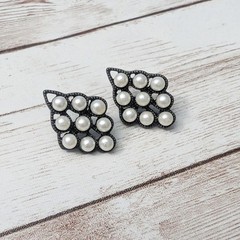 Vintage Earrings For Pierced Ears Unusual Design Faux Pearl