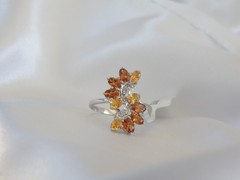Designer Sterling Silver 925 Natural Mandarin Orange Garnet Ring Size 10