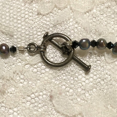Vintage Freshwater Pearl Necklace Sterling Silver Toggle Clasp Gray Dainty