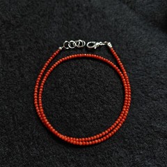 Natural Italian Sea Red Coral 2’mm Smooth Round Beads Necklace Natural Red Color