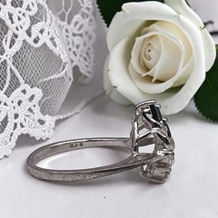 Vintage RJ Graziano 925 Sterling Silver Blue & White CZ Cocktail Ring, size 8.25