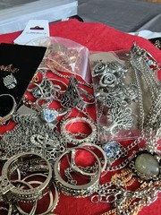 Estate Collection Silver Tone Jewelry Lot Rings Earrings mixed lot #10a (60 pcs)