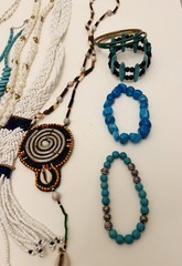 Southwest Native American Style Leather, Stone Jewelry Lot Old & New Boho