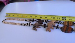 Vintage African Large Hand Carved Wooden Safari Animal Beads 30” Necklace