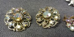 5 Aurora Borealis Rhinestone Art Bracelet Earrings Vintage Jewelry Lot