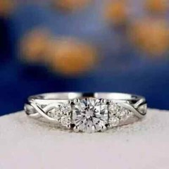 Art Deco 3.00Ct Round Cut Lab Created Diamond 14K White Gold FN Engagement Ring