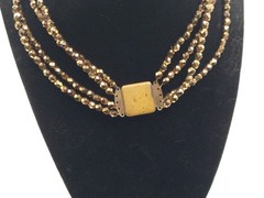 Antique Gold Glass Crystal Diamond Cut Bead Necklace 4 Strand 1910 -1920 Rare