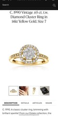 Vintage .65 ct. t.w. Diamond Cluster Ring in 14kt Yellow Gold. Size 7