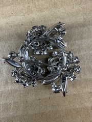 Vintage Sherman Blue Green Rhinestone Brooch Missing One Stone