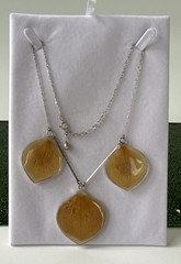 Vtg.Sign 925 Sterling Silver & Dried Petals In Resin Chain Necklace-19” Exc.