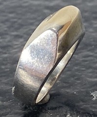 Sterling and 14KT WG Ladies Dome Ring Sz~6 8.6 Grams