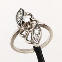 Vintage Elegant RING Silver 925 with Chic Bright Stone -size: 6.75US (17mm) #123