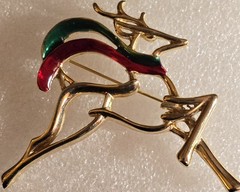 Vintage CHRISTMAS Signed DANECRAFT Enamel REINDEER Holiday Brooch
