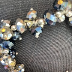Silver, Black, Smoky Gray Faceted Glass Bead Stretch Bracelet