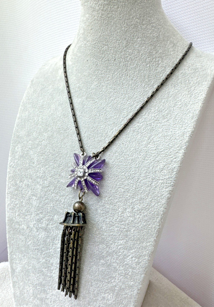 Purple Goth pendant Jellyfish Octopus Mermaid Vintage Jewelry ~necklace UNIQUE