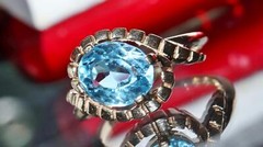 10k yellow gold ring 2.50ct blue topaz solitaire size 5.5 vintage 4.00gr N3511