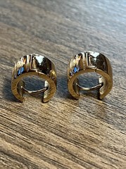 Vintage Hinged Clip On Gold Tone Metal Hoop Earrings