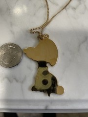 Vintage Snoopy Necklace Pendant Gold Plated Peanuts Cartoon Dangle Dog Peanuts