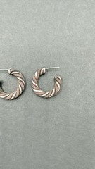 Vintage Sterlling Silver 925 Twisted Cable Mesh Chunky Wide Earrings 24.5mm 5mm
