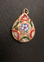 Vtg Gold Tone Micro Mosiac Teardrop Pendant Charm STUNNING! Steal Of A Deal!