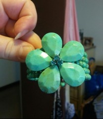 Vintage Turquoise Flower Tropical Beaded Jewelry Set Necklace Bracelet Earrings
