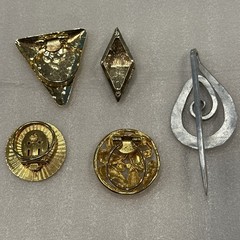 Gold Tone Chic Vintage Scarf Clip Ring Lot + Silver Tone Cloak Pin