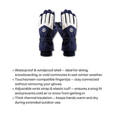 Winter Ski Gloves for Men and Women – Insulated Waterproof Touchscreen Gloves