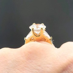 Vtg Sz 6.5 Ring Round w/ Triangles Cubic Zirconia 18KGE Fashion Jewelry STG#5