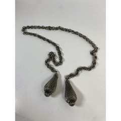Vintage Silver Tone Lariat Necklace 32in