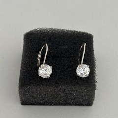 925 Sterling Silver Clear CZ Sparkly Leverback Dangle Drop Earrings