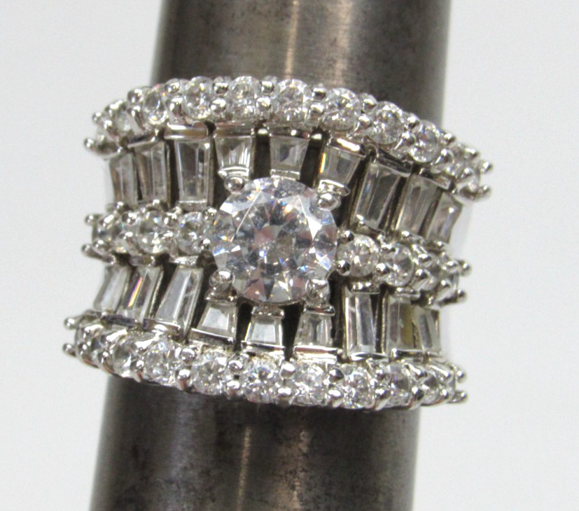 Ross Simons Sterling Silver Ring CZ Cocktail Statement Vintage Size 7