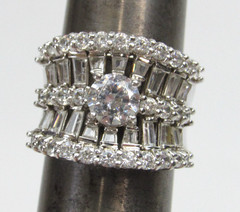 Ross Simons Sterling Silver Ring CZ Cocktail Statement Vintage Size 7