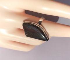 Vintage Handmade Heavy Artisan Ring, Tiger’s Eye in Massive Silver P(17.75mm) 7g
