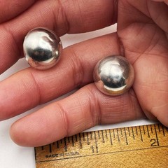 Mid-Century Silver Tone Round Stud Vintage Screw Back Earrings FREE SHIPPING