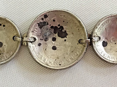 Vintage 1943-44 Australian Coin Trench Art Charm Bracelet Sterling Silver Unisex