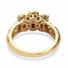 Antique Art Deco Garnet & Lab Created Diamond Three-Stone 14K YellowGold FN Ring