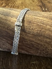 Vintage Bracelet 3 Strands Chain Sterling Silver 925 Ends With floral engravings